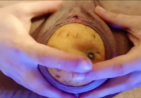 Suffering From Vitamin Deficiency, Miss Shoves Fruit Into Her Vagina And Squirts